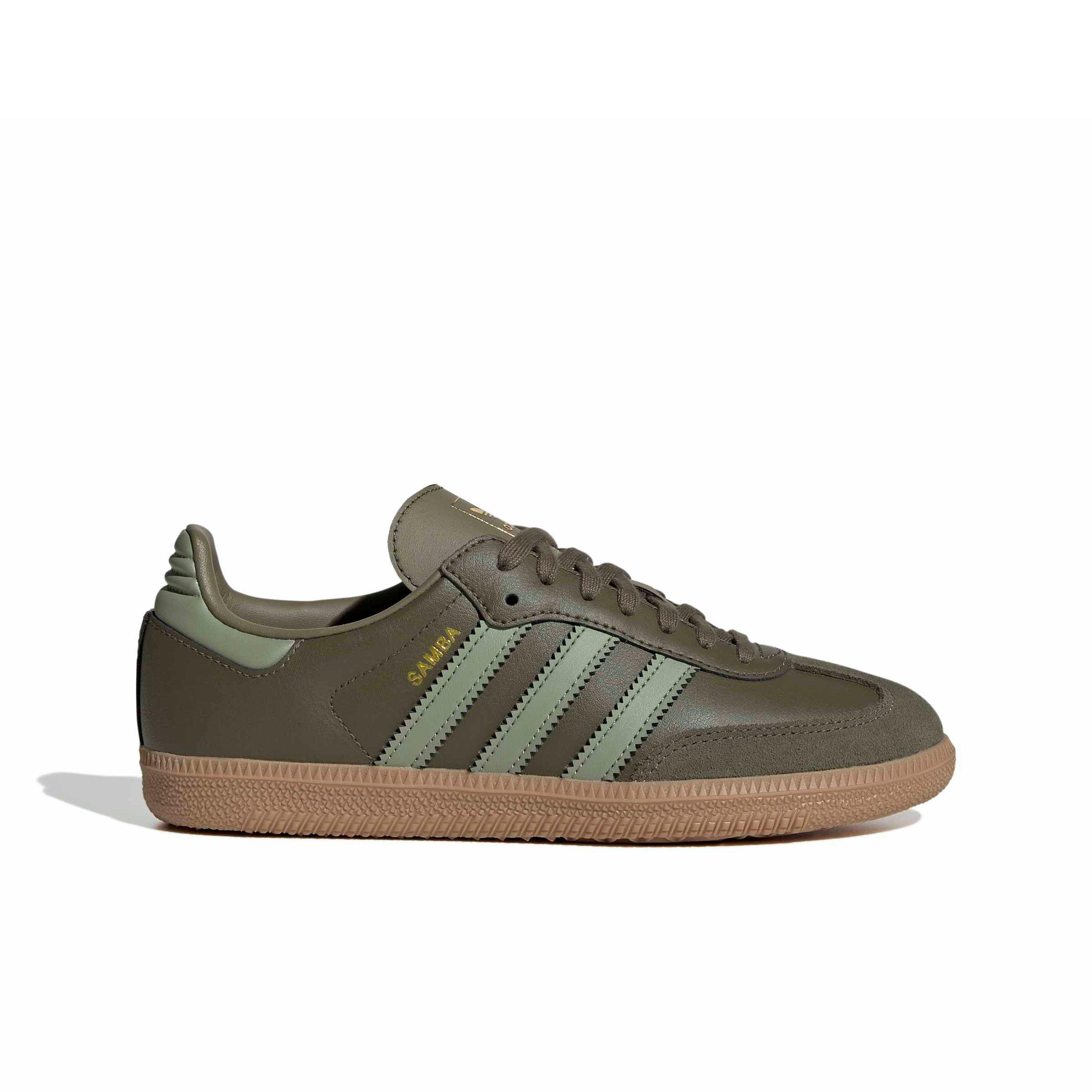 adidas Originals Samba OG "Olive Strata/Tent Green/Gum 4" Grade School Boys' Shoe - OLIVE/GREEN/GUM